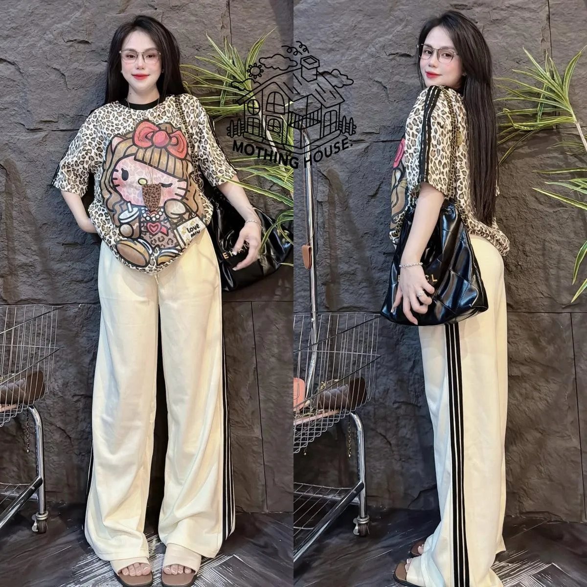 Leopard Cartoon Print Two-Piece Set